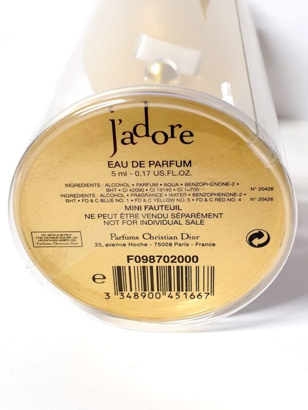 Miniature de parfum j'adore mini fauteuil de Dior